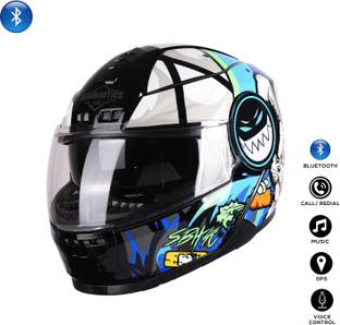 Steelbird Crazy Doe Bluetooth Full Face ISI Certified Helmet for Men with Inner Sun Shield Motorbike Helmet