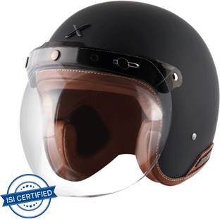 Axor Retro Jet Leather Motorbike Helmet