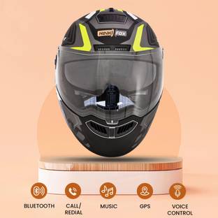 HEADFOX N2 Smart Bluetooth sba7 Calls | Music | GPS | Waterproof | Voice Command Road DV Motorsports Helmet