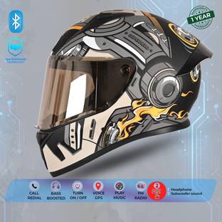 MAXROAD D1 Bluetooth High-Quality Full Face Black Grey Music, Call, Speaker, Size Medium Motorbike Helmet