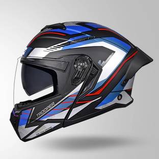 STUDDS Trooper D4 isi & Dot Certified Flip-up Full Face with Dual Visor 600MM Motorbike Helmet