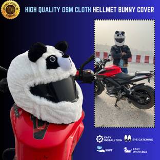SRPHERE Viral Panda Helmet Cover for Riders | Motorcycle Funny Helmet Cover - White Motorbike Helmet