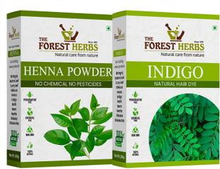 Forest Herbs 100% Pure & Natural Organic Henna & Indigo Leaf Powder Each 200Gms