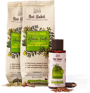 Nat Habit Ready To Apply Henna With Stain Boost Oil For Richer Dark Brown Shade