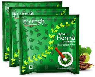 RICHFEEL Henna Mehendi Powder| Natural Hair Colour with Amla|100 g (Pack of 3)