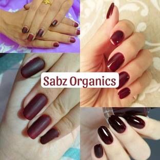 SABZ ORGANICS Natural Nail Henna For Dark Maroon Mehendi Stain | Halal Nail Polish For Women