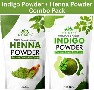 INTIMIFY Indigo Powder and Herbal Henna Mehendi Powder Combo Pack