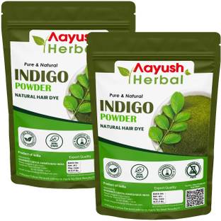 Aayush Herbal Indigo Powder for Hair - 100% Natural Black Dye, Anti-Dandruff & Hair Growth Pack Of 2 (100g Each)