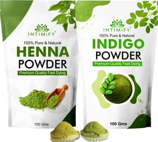 INTIMIFY Henna Indigo Leaf Powder Combo Pack for Hair Colour & Hair Care