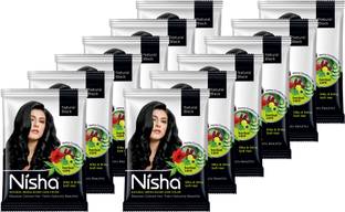 निशा Hair Color Henna Based Hair Powder Dye For Hair Coloring 25gm each pack (Pack of 12)