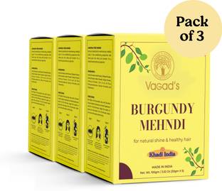 Vagad's Herbal Burgundy Mehendi Powder, Ammonia-Free Henna Hair Dye for Men and Women