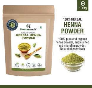 Humanveda 100% Pure Henna Powder for Hair Colour, Makes Hair Soft, Silky, Smooth & Shiny