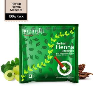 RICHFEEL Henna Mehendi Powder| Natural Hair Colour with Amla & Brahmi|100 g