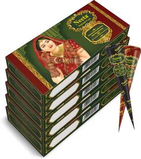 Neeta Mehendi Cone 100% Natural Henna Based No Chemical Dye 4 Pc in Each (5 Box) Natural Mehendi