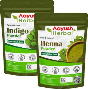 Aayush Herbal AAYUSH INDIGO & HENNA POWDER 100% NATURAL HAIR COLOR (100g EACH)
