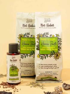 Nat Habit Ready To Apply Henna With Stain Boost Oil For Richer Dark Brown Shade
