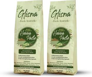 Glisna Ready to Apply Henna Paste,Organic,Mehandi Hair Color for Rich Brown Pack of 2