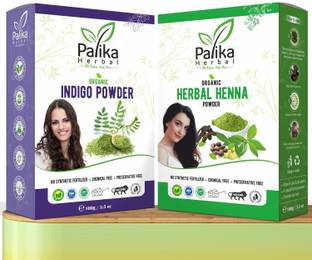 Palika Herbal Natural Indigo & Herbal Henna Powder Combo for Black Hair Colour, 100gm Each