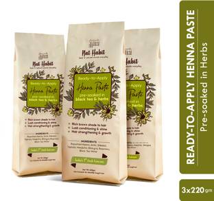 नत हैबिट Ready to Apply Henna Paste,Organic,Mehandi Hair Color for Rich Brown shade