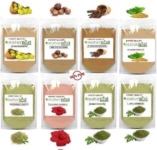 NatureNest Amla Reetha shikakai Bhringraj Hibiscus Brahmi Henna Indigo powder ( 50g each )