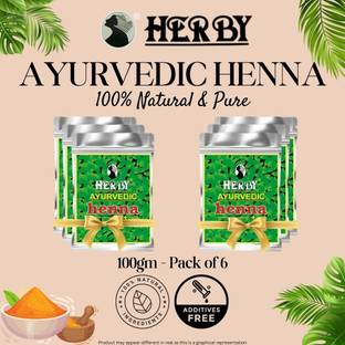 HERBY AYURVEDIC Herby Henna Powder 100g | 100% Natural & Organic | Pack of 6