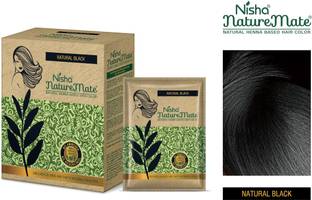 Nisha Naturemate Natural Henna Based Hair Color Each Pack 60gm (Pack of 3),BLACK