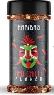 HARIBAS Dry Chilli Flakes ( Dried RED Chilly in Sprinkler Bottle ) SEASONINGS for Pizza, Pasta and Italian Foods in Pantry, Dry and Spicy (100 Grams)