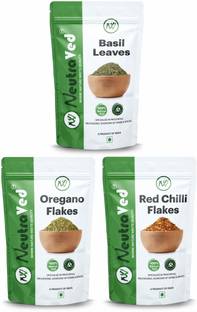 NeutraVed Oregano Leaves 30g + Chilli Flakes 50g + Basil Leaves 35g Best for Pizza