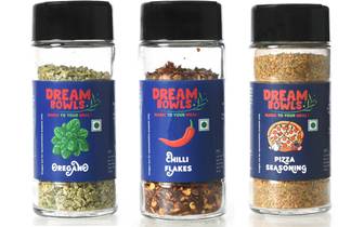 DREAM BOWLS Premium Red chilli flakes 35g, Oregano 20g, Pizza Seasoning 55g, Combo Pack of 3