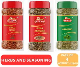 Surya CHILLI FLAKES, PIZZA OREGANO & OREGANO COMBO 125gm
