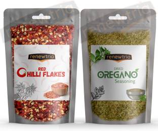 RENEWTRIA Combo of Red Chilli Flakes & Oregano Sprinkler, 100g Each