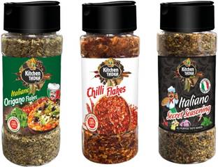KITCHEN TADKA All In One|Seasoning Mix|Chilli Flakes|Oregano|Italian|Seasoning|Mixed Herbs|Combo|Pack of 3|100 gm Each