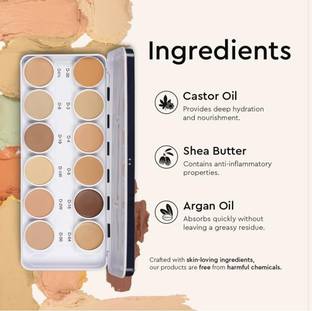 MISTY ALLE 1 kryolan Makeup Palette, 12 Shades, Base, Concealer, Contour and Highlighter, Highlighter