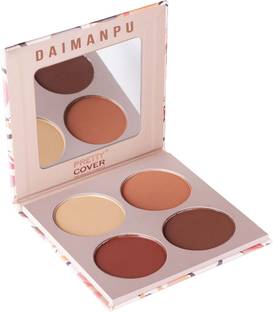 DAIMANPU Pretty Cover 4in1 Contour Palette, Application for Sculpting and Brightening Highlighter