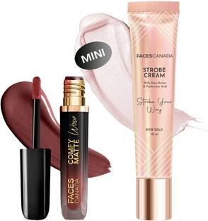 FACES CANADA Comfy Matte Wow Liquid Lipstick (3.8ml) & Strobe Cream (18ml) | Highlighter