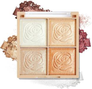 FIRSTZON Perfect24hr Blush and Highlighter Palette-4-color Metallic Shimmer Shadow Powder Highlighter