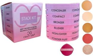 Crazy girl 5 in 1 Waterproof Makeup Stack Blusher Highlighter Compact Concealer Bronzer Highlighter