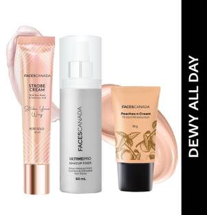 FACES CANADA Strobe Cream (18ml) + Tinted Moisturizer (18gm) + Makeup Fixer (50ml) | Glowy