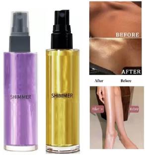 Luipui Body face Illuminating glow Shimmer Spray Liquid Highlighter (Purple, Gold) Highlighter