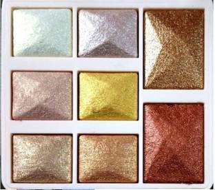 LOVE HUDA HD Waterproof 3 In 1 Baked 8 Color Highlighter, Blusher, Eyeshadow Palette Highlighter