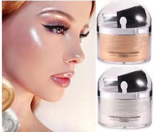 MYEONG Best Quality Shimmer Finish Gold & Silver Highlighter Powder Pack Of 2 Highlighter