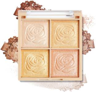 FIRSTZON Perfect24hr Blush and Highlighter Palette-4-color Metallic Shimmer Shadow Powder Highlighter