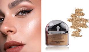 REIMICHI Glitter Face Loose Powder Highlighter Makeup Shimmer Gold Compact