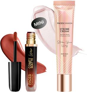 FACES CANADA Comfy Matte Wow Liquid Lipstick (3.8ml) & Strobe Cream (18ml) | Highlighter