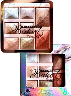 LOVE HUDA Waterproof HD 3 In 1 Baked 8 Color Blusher, Highlighter, Eyeshadow Palette Highlighter