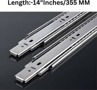 Budwill TELESCOPIC CHANNEL PREMIUM (ZINC/BLACK) (Size:- 14" inch, 1 Pair) Strap Hinge