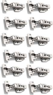 Met Craft Steel Soft Close Clip On 3D Hydraulic Concealed Hinges Pack of 6 Pair (8 Degree Crank, Silver) for Half Overlay Door Self Closing Hinge