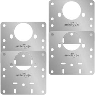 amiciTools Chrome Coated Mild Steel Hinge Repair Plate 8 Sets with Mounting Screws Strap Hinge