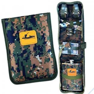 zvonko Hunting Companion Set Hip Flask Mug, 2 Cups, Fork, Spoon, Shoulder Strap Hip Flask