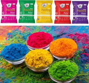 bandhan Natural & Organic Holi Colors, Gulal Holi Colors for Family, Party, Holi Color Powder Pack of 5